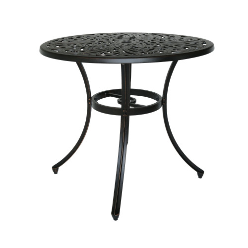 33.25" Black Contemporary Round Outdoor Dining Table