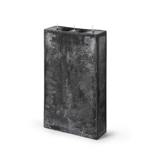 15.75 Black Rectangle 3-Wick Pillar Wax Candle