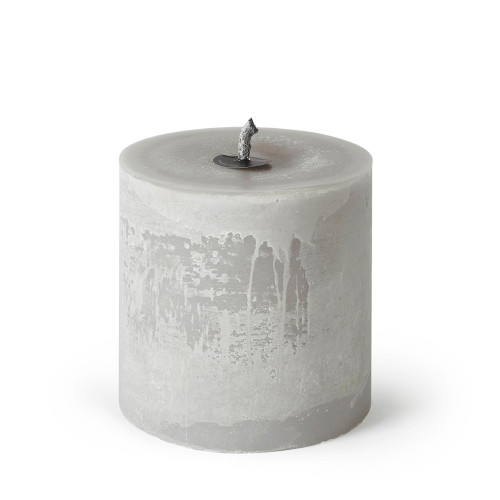 11.75" Gray Linen Outdoor Pillar Super Candle