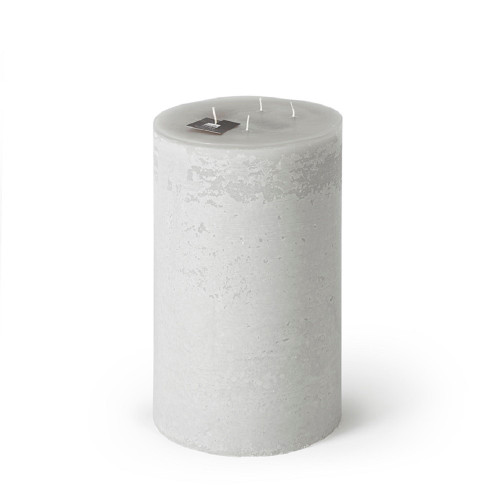 11.75" White Linen Outdoor Pillar 4-Wick Super Candle