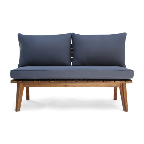 48.75" Gray and Brown Contemporary Outdoor Patio Loveseat - A Luxurious Addition to Your Patio