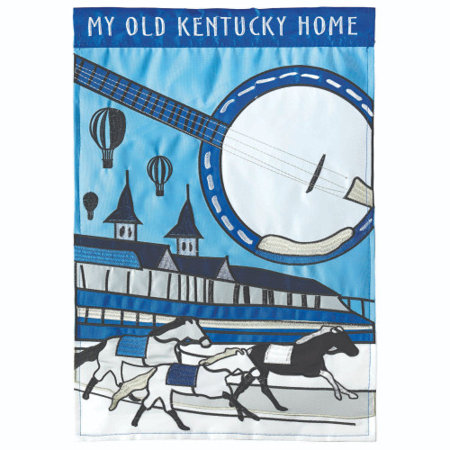 Blue and Black Double Applique "MY OLD KENTUCKY HOME" Outdoor Garden Flag 18" x 13"