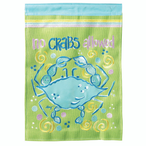 Rectangular “No Crabs Allowed” Green and Blue Garden Flag 18" x 13"