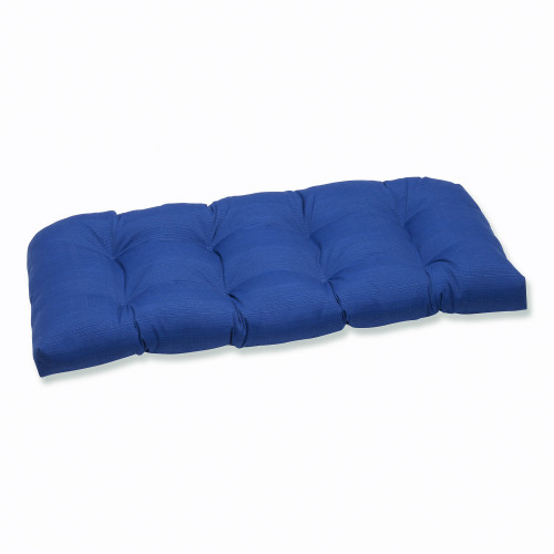 Solid Outdoor Patio Tufted Wicker Loveseat Cushion - 44" - Navy Blue