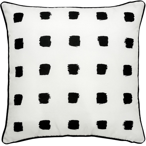 22" Black and White Polka Dotted Square Outdoor Patio Throw Pillow