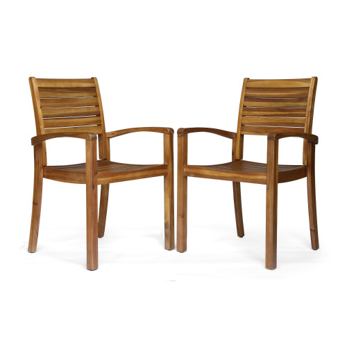 Set of 2 Brown Hand Crafted Outdoor Patio Dining Chairs 36.25"