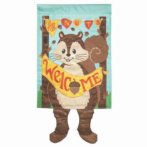 Blue and Brown Welcome Squirrel Outdoor Garden Flag 24" x 13"