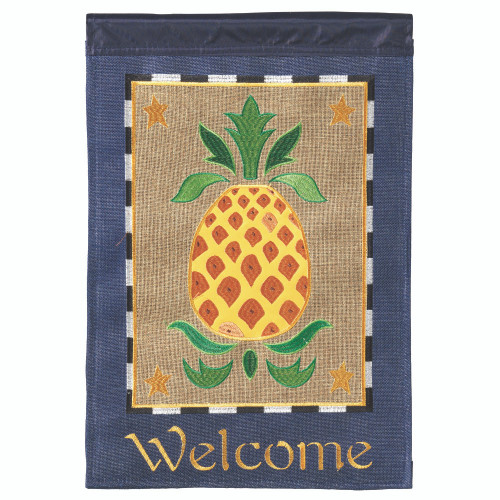 Brown and Yellow Pineapple Printed Rectangular Garden Flag 18" x 13"