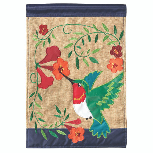 Hummingbird Embroidered Outdoor Garden Flag - 18" x 13"