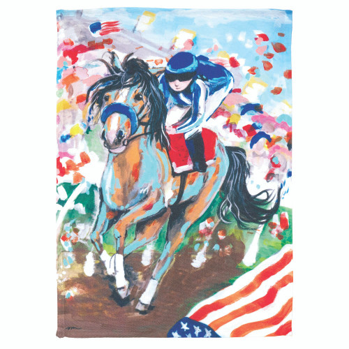 Blue and Red Derby Day Rectangular Outdoor Garden Flag 18" x 13"