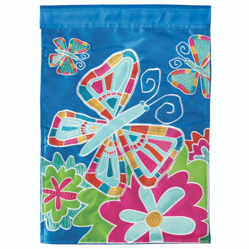 Blue and Pink Butterfly Printed Outdoor Garden Flag 18" x 13"