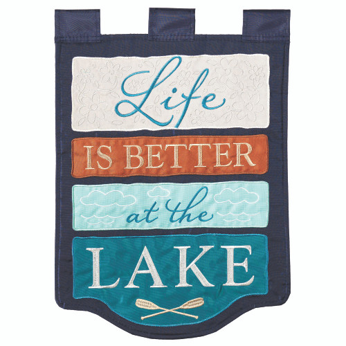 Double Applique Life is Better at the Lake Outdoor Garden Flag - 18" x 13"