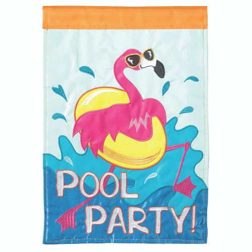 Blue and Pink Pool Party Print Outdoor Garden Flag 18" x 13"