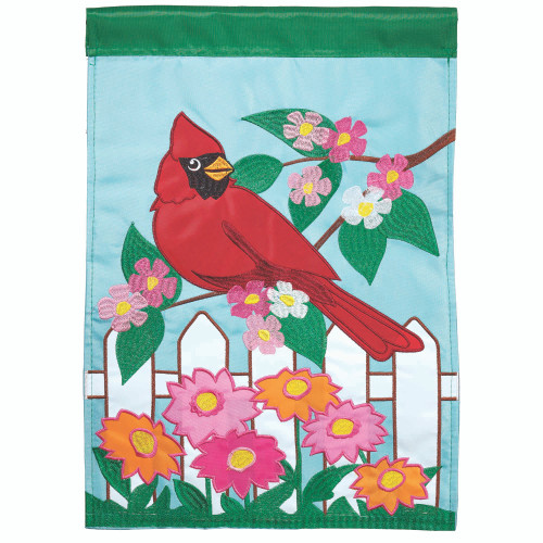 Floral Cardinal Outdoor Garden Flag - 18" x 13" - Blue and Green