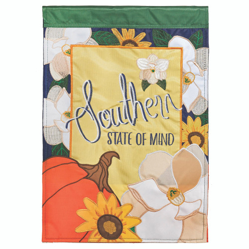 Yellow and White Fall Southern State of Mind Double Applique Flag 18" x 13"