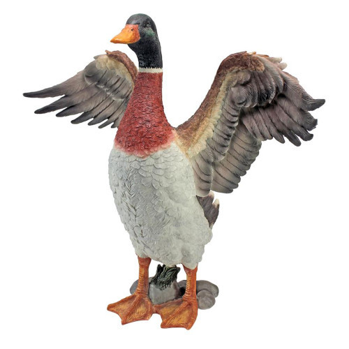 Realistic 18.5" Standing Mallard Duck Outdoor Garden Statue - Charming Decor and Gifts