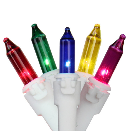 100-Count Multi Colored Mini Christmas Light Set, 36ft White Wire
