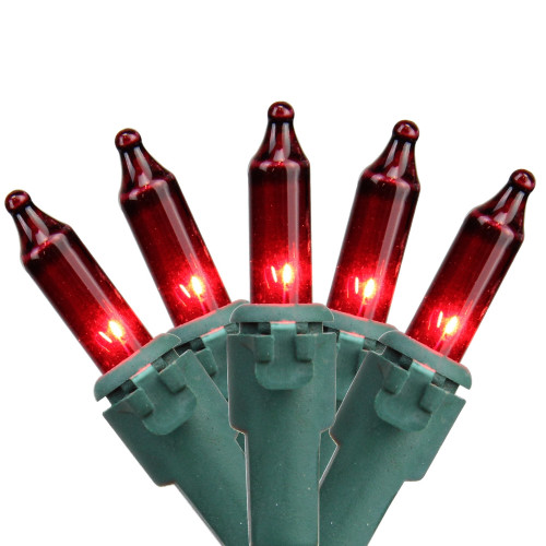 100-Count Red Mini Christmas Light Set, 36ft Green Wire