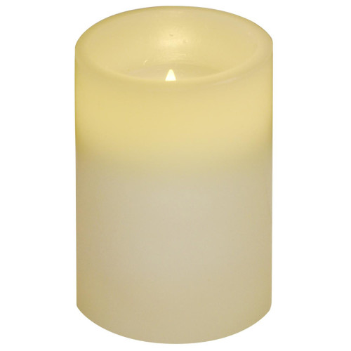 4" Ivory White Battery Operated Flameless Flickering Wax Pillar Candle