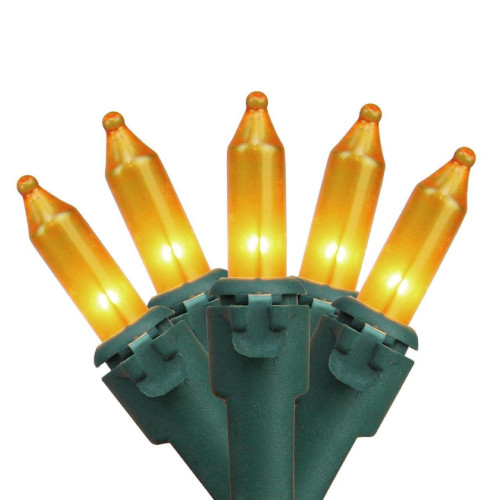150-Count Gold Mini Christmas Light Set, 36ft Green Wire