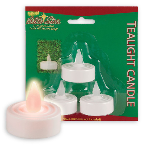 Pack of 3 Flameless Yellow Flickering LED Christmas Tea Light Candles 1.5"