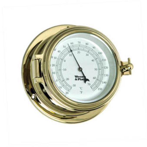 8" Gold and White Round Thermometer with Scales