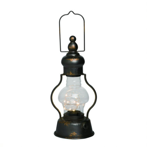 15" Lighted Bronze Rustic Hand Crafted Lantern