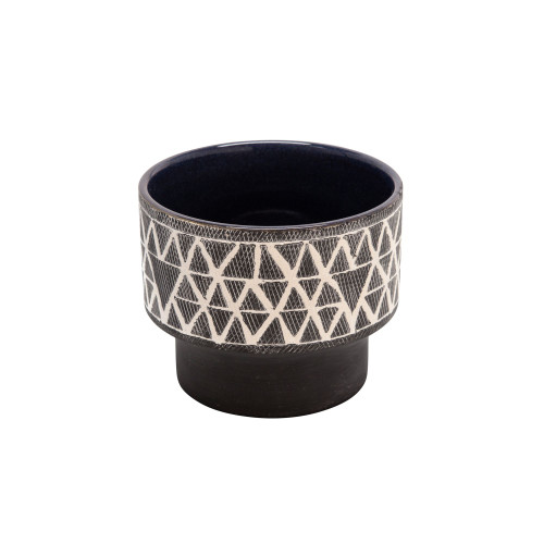 5.5" Gray and Beige Geometric Diamond Standing Planter