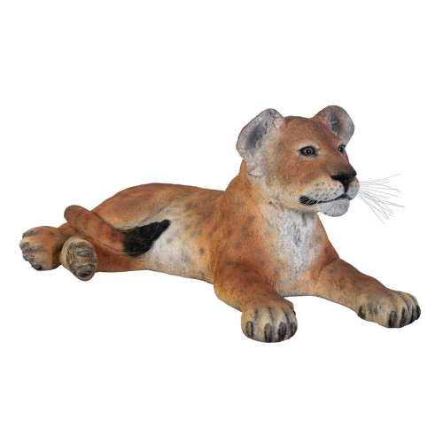 32" Lion Cub Lying Down Outdoor Garden Statue
