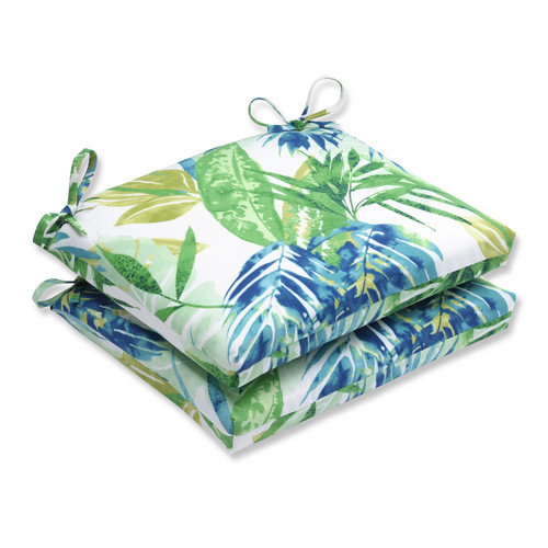 Set of 2 Blue and Green Outdoor Patio Chaise Lounge Cushion 18.5"
