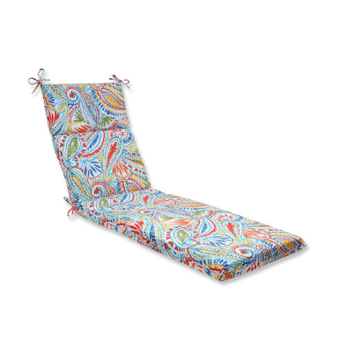 72.5" Blue and Red Paisley Outdoor Patio Chaise Lounge Cushion