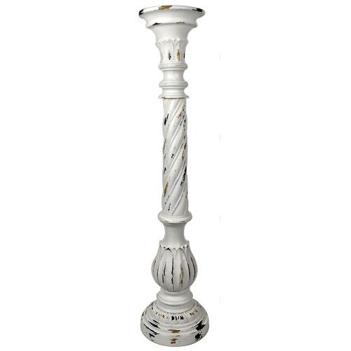 35" Antique White Unique Tall Candle Stick