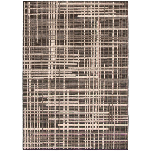 5.25' x 7.5' Black and Silver Abstract Rectangular Outdoor Area Throw Rug