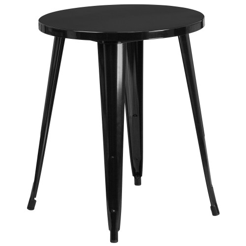 29" Black Round Metal Indoor-Outdoor Cafe Table - Durable, Stylish, and Versatile