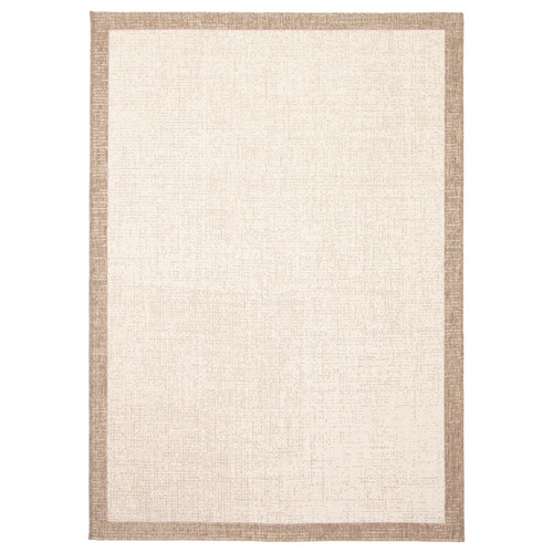7.75' x 10' Champagne and Taupe Bordered Rectangular Area Throw Rug