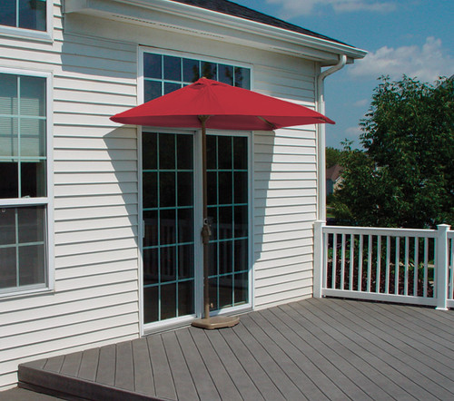 7.5' Half Canopy Patio Market Umbrella: Red - Sunbrella