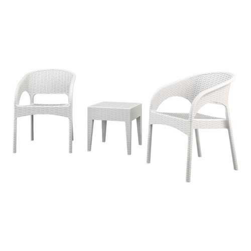 Elegant 3-Piece White Patio Seating Set: Comfy and Durable