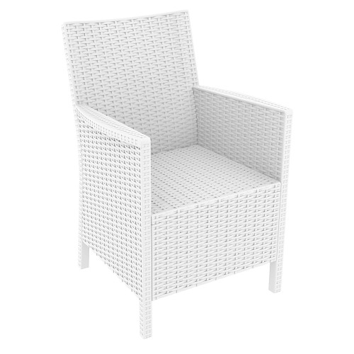 Relax in Style: 35.5" White Patio Armchair with Sunbrella Cushion