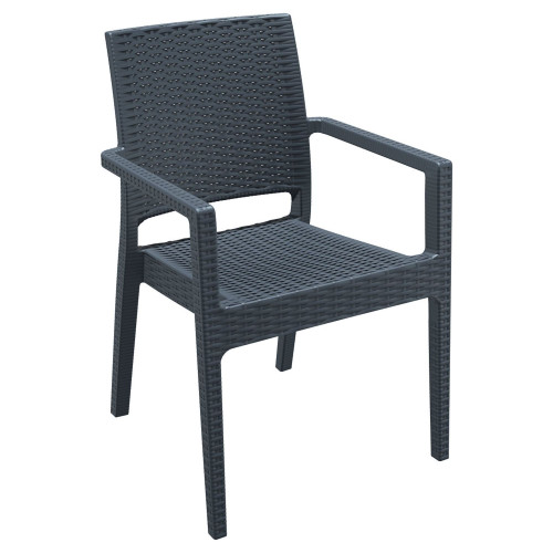 34" Gray Wickerlook Patio Stackable Dining Chair - Comfortable and Stylish Outdoor Seating