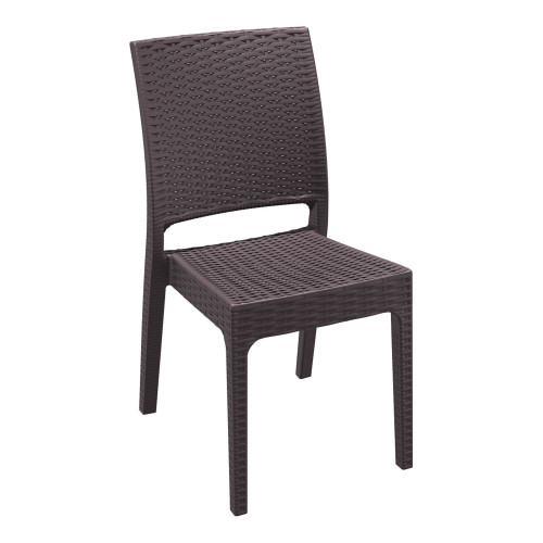 34" Brown Patio Wickerlook Stackable Dining Chair - Comfortable and Durable Outdoor Seating