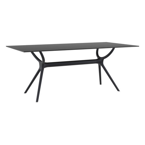 Sleek Rectangular Outdoor Patio Dining Table - 71" Black - Weatherproof and Easy to Clean