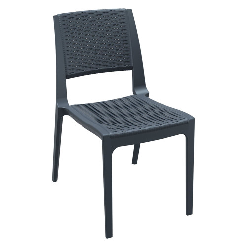 34" Commercial Grade Gray Outdoor Patio Wickerlook Dining Chair - UV-Treated, Weather-Proof, and Stylish