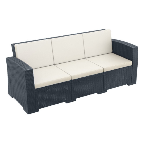 Relax in Style: 55" Gray Outdoor Patio Sofa with Natural Beige Sunbrella Cushion