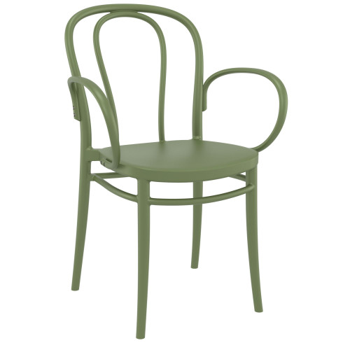 33.5" Olive Green Stackable Patio XL Dining Armchair - Weatherproof, UV-Resistant Furniture for Outdoor Spaces