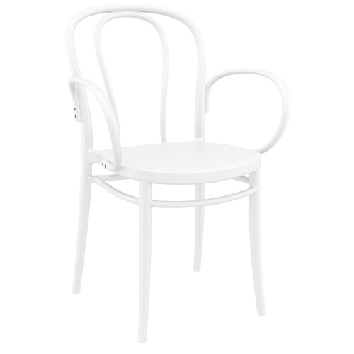 33.5" White Stackable Patio XL Dining Armchair - Weatherproof and Durable Resin Furniture