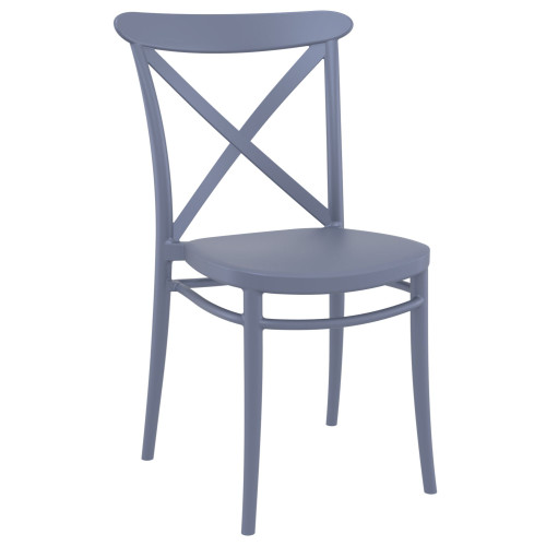 34.25" Gray Patio Cross Armless Dining Chair