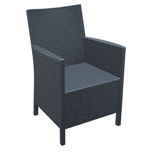 Relax in Style: 35.5" Gray Patio Dining Arm Chair