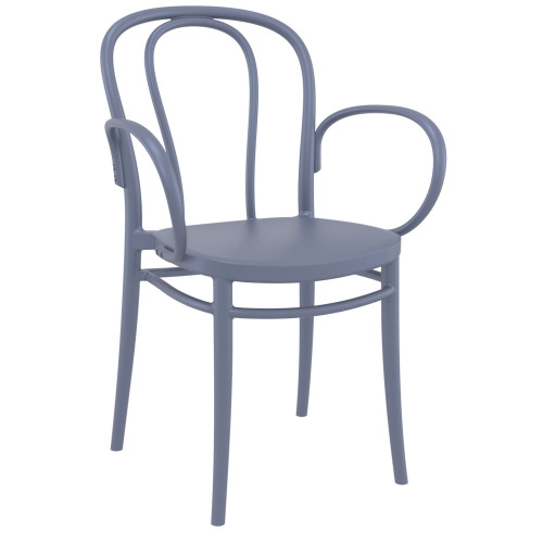 33.5" Gray Stackable Patio XL Dining Armchair - Weatherproof, Durable Outdoor Furniture