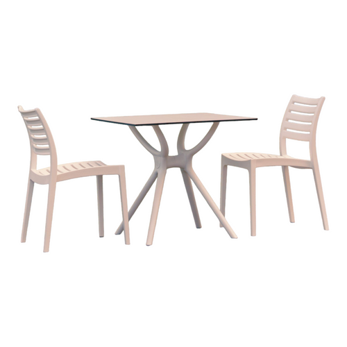 Elegant & Durable: 3-Piece White Square Patio Dining Set