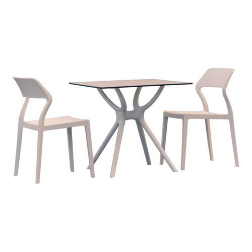 Charming & Sturdy: 3-Piece White Recyclable Patio Dining Set